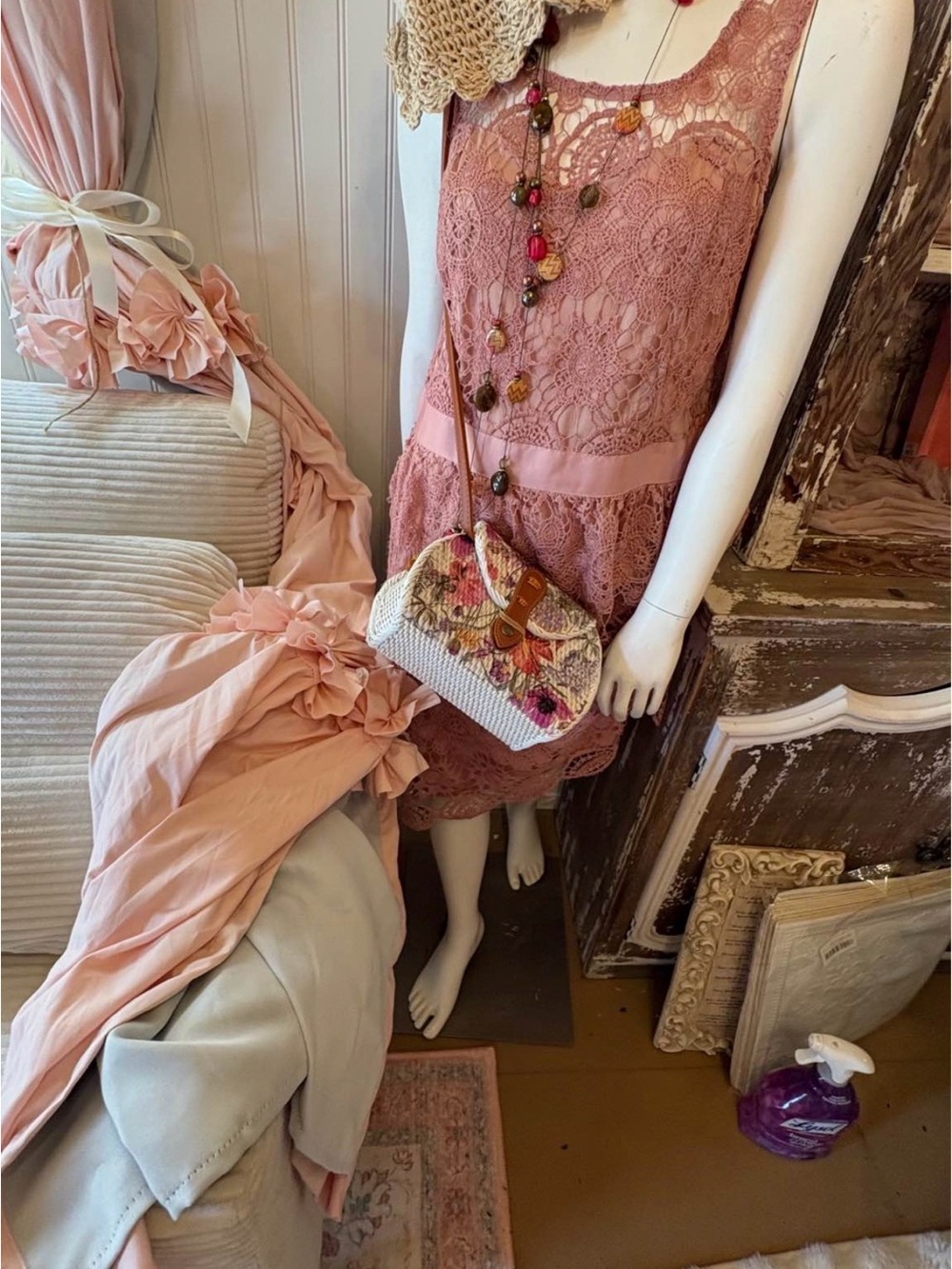 Lace Tank Dress in Dusty Rose